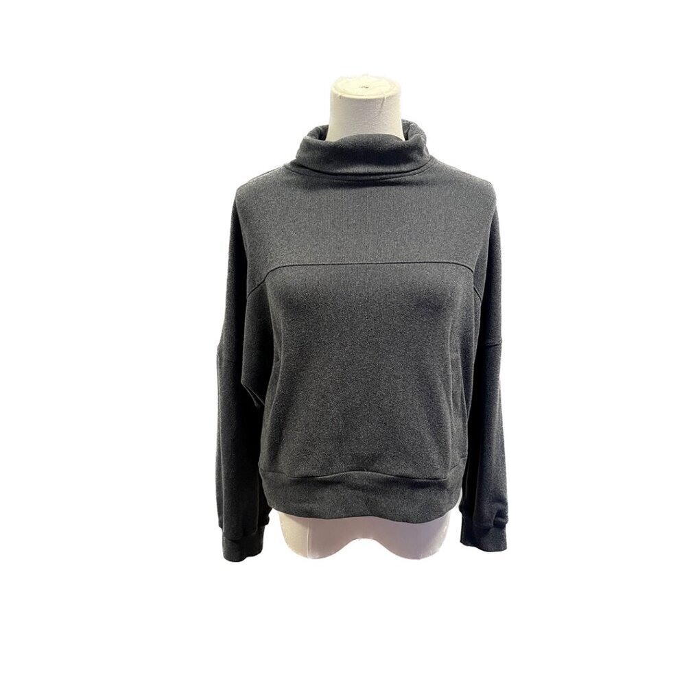 FREEFLY GREY TURTLE NECK PULLOVER SWEATER SWEATSHIRT POCKETS CROPPED POCKETS S